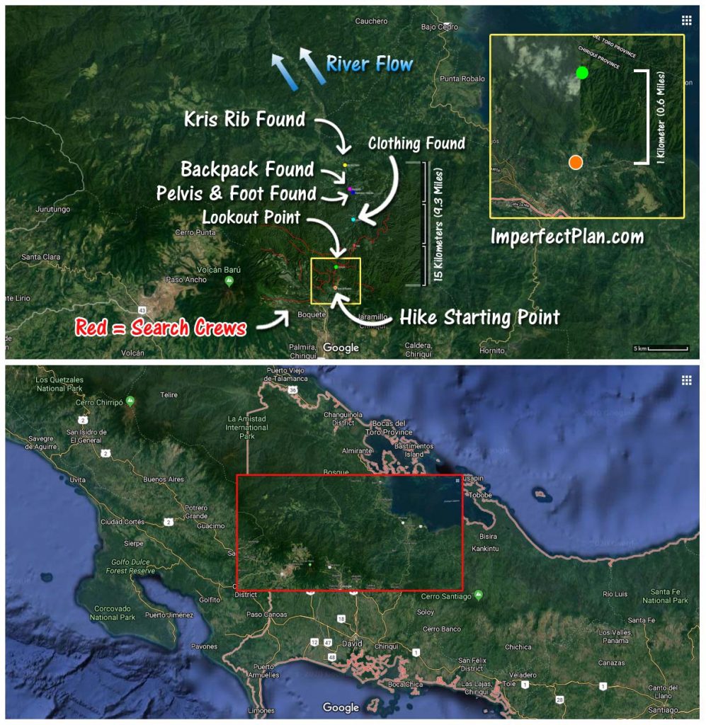 Map of Kris Kremers and Lisanne Froon Disappearance in Panama